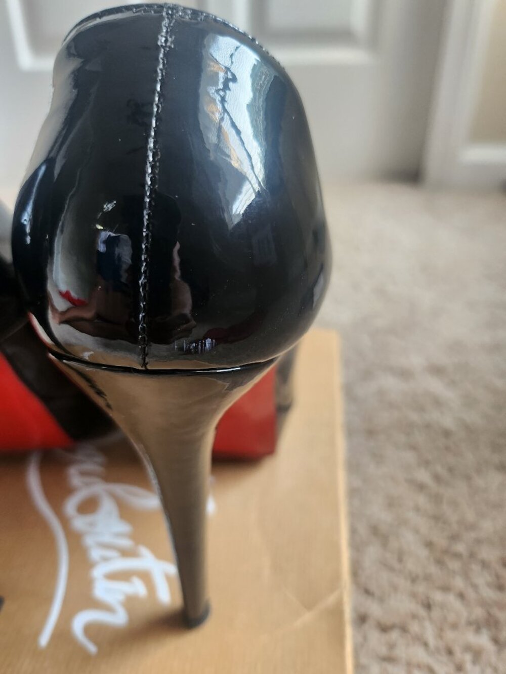 Christian Louboutin Bianca 140 Black Patent Pumps EU 38 Red Sole w/ Box - Picture 5 of 11